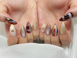 秋ネイル　チェックネイル