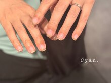 シアン(Cyan)/オフィス&シンプルママネイル