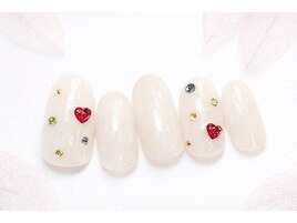 ボルドー華やかストーンネイル