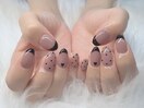 ブラックフレンチ×ドットネイル