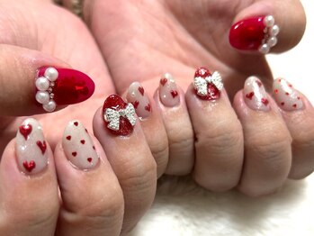 赤ネイル×ハート