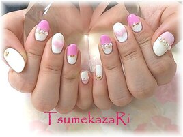 ホワイト×ピンク★3Dハート