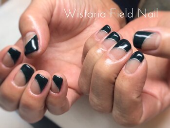 ウィスタリアフィールドネイル MONAD店(WISTARIA FIELD)/ディープグリーン 斜めフレンチ