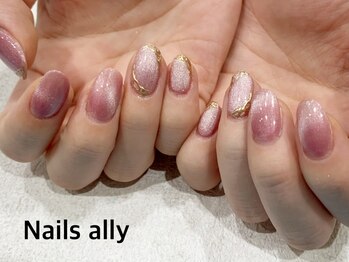 ネイルズアリー 立川店(Nails ally)/スモーキーピンク×ギャラクシー