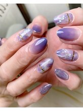 クリアー(clear)/パープル、天然石、グラデ