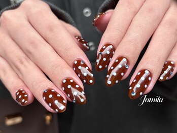 秋色ドットで大人かわいく