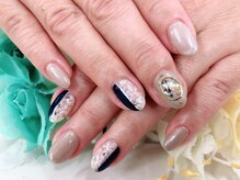 ディーネイル 天王寺(D-nail)/【小山】ネイビー×フラワー