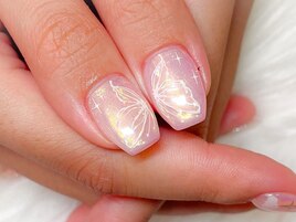 親指アート/手描きバタフライ/蝶