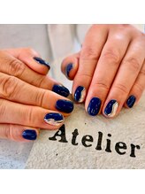 アトリエネイル(Atelier Nail)/ワンカラー+アート４本