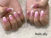 ネイルズアリー 立川店(Nails ally)/フレンチ×オーロラミラー×春