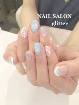 ネイルサロン グリッター(NAIL SALON glitter)/夏の貝殻ネイル