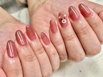 エルマナ(HERMANA)/ワンカラー×くまさんネイル