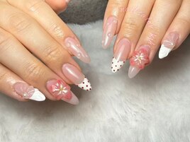 ３D立体花ネイル水滴フレンチ