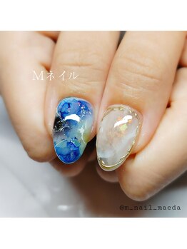 エムネイル(Ｍ)/_大理石ネイル_