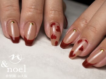 ノエル(Noel)/ボルドーハートフレンチネイル