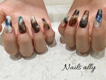ネイルズアリー 立川店(Nails ally)/マーブル×もやもや×秋冬ネイル