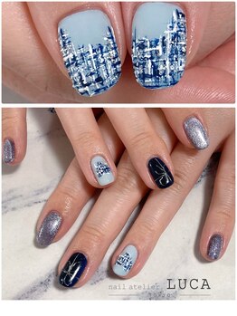ネイルアトリエルカ(nail atelier LUCA)/W-556 ハートツイードネイル