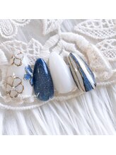 たゆ ネイル(たゆnail)/パラジェルフラワーブルーネイル