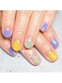 たゆ ネイル(たゆnail)/パラジェルパープル梅雨ネイル
