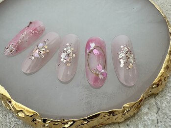 ネイルアイラッシュサロン ジョアアンジェ 難波店(joie ange)/桜ネイル　春ネイル　ピンク