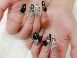 グラデーションネイル/黒/パーツ