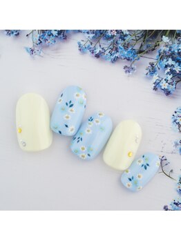 夏色パステルフラワーネイル