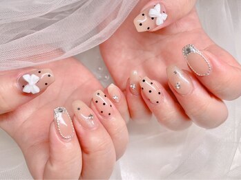 韓国ネイル ワンホン リボン