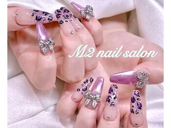 エムズ ネイルサロン(M2)/パープルレオパードミラーネイル