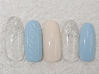 リノ ネイル(Rino nail)/2月新作水色ニット802e1