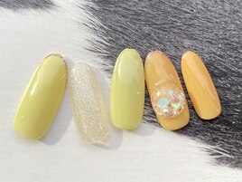 オレンジ×イエローネイル
