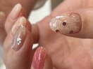 ドットネイル ピンク レース
