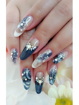 ミア(mia)/ネイビー×クリアスカルプチュア