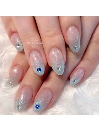 爽やか水色ラメグラネイル！