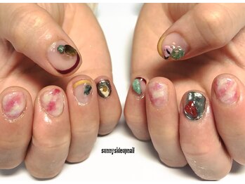 サニーサイドアップ ネイル(Sunny SideUp nail)/spring marble art.
