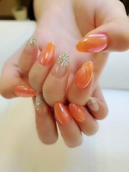 トータルビューティーサロン ドールズ(total beauty salon Dolls)/夏ネイル!蛍光オレンジ!