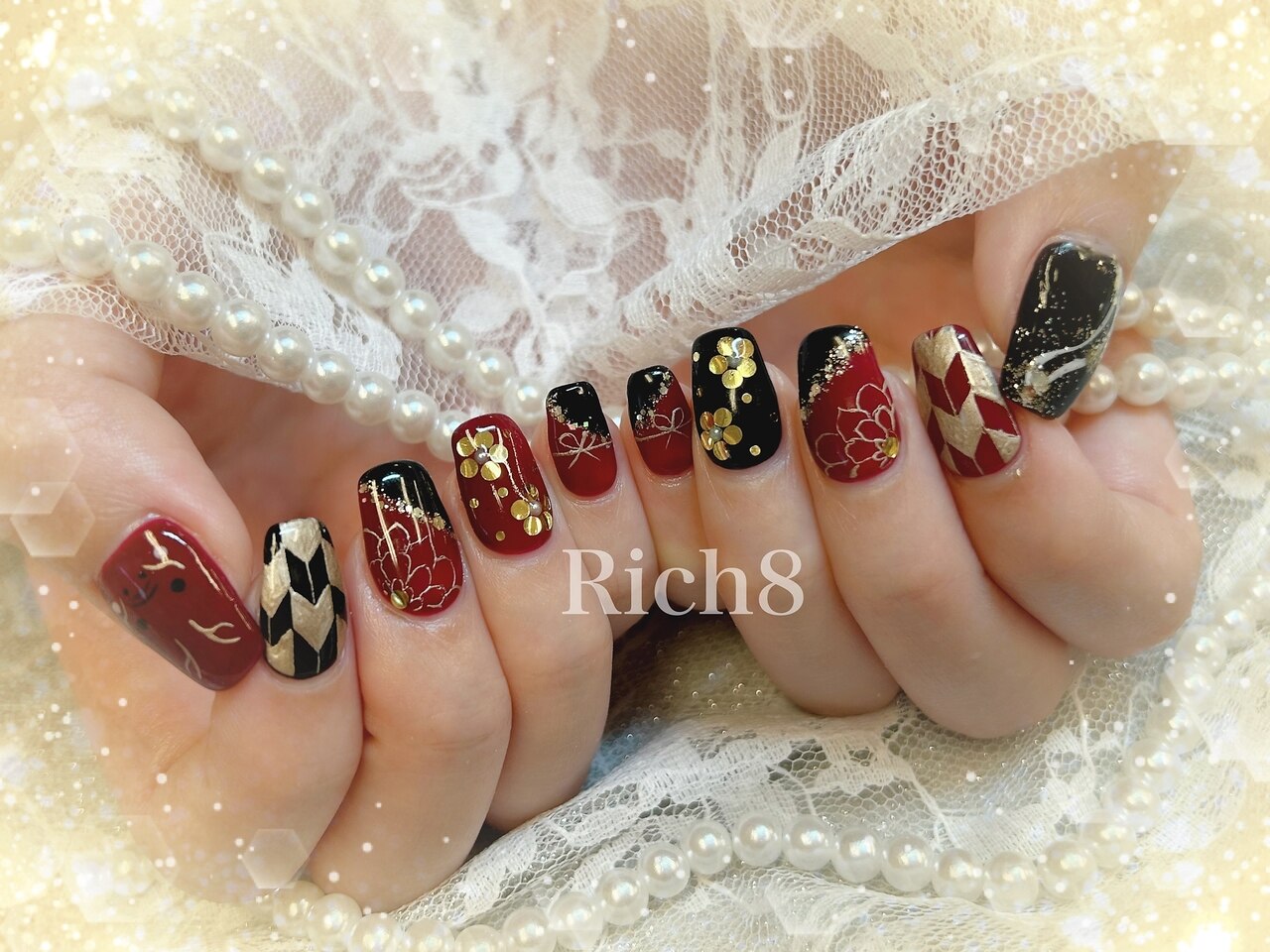 ボルドーネイル　マグネット　サイズオーダー　成人式ネイル　クリスマスネイル ボルドーネイル マグネット サイズオーダー 成人式ネイル クリスマス