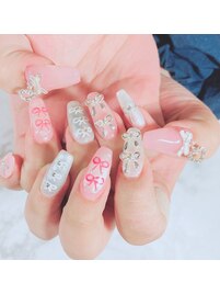 大人気！リボンパーツネイル♪
