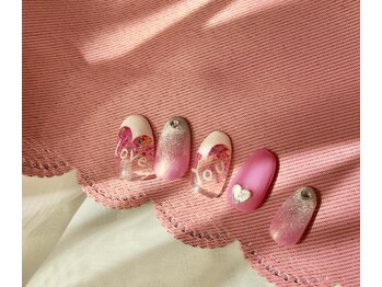 バレンタインネイル