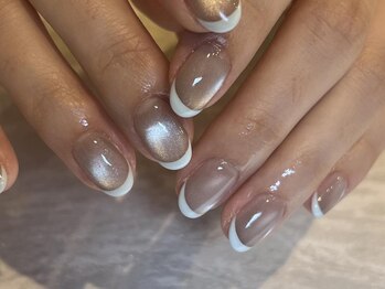アイネイルズ 三宮店(I nails)/マグ水色フレンチ¥9500