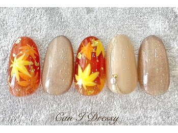 キャンアイ ドレッシー 横須賀中央店(Can i Dressy)/手書き紅葉ネイル¥9,000
