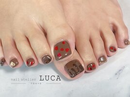 W-555 チョコ×ハートネイル