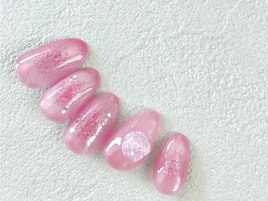 うるうるピンクネイル/3Dバラ