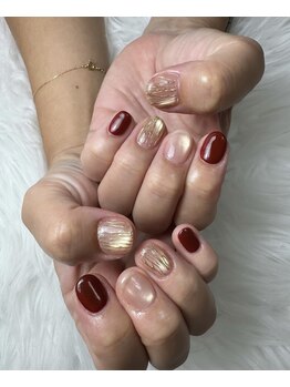 フラワーズネイル(flowers nail)/ボルドー＆うるうるマグネット