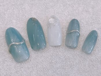 くすみブルーネイル　トレンドA