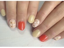 ジェルネイルサロンエー(gelnail salon A’)/アプリコットオレンジ/シンプル