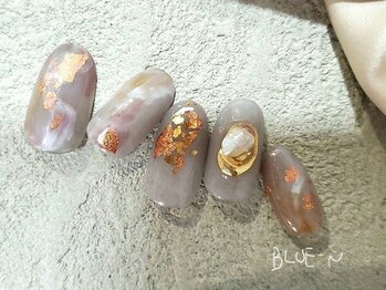 ブルーエヌ(BLUE N)/くすみタイダイ＊埋め込み箔