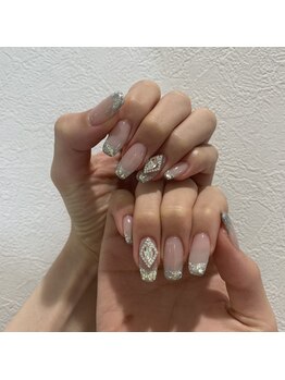 アンダーバーホワイトプラス 南海難波店(_WHITE+)/ラメフレンチ