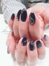 ネイルアンドまつ毛エクステ ルーナ イオン相模原店/ネイビー×ミラー