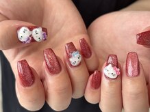 アース ネイルアンドアイラッシュ 甲府昭和店(HAIR & MAKE EARTH Nail&Eyelash)/キティさんネイル¥8900