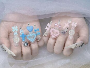 レミネイル 渋谷(REMI NAIL)の写真/《チップ長さ出し10本やり放題コース¥13980→¥11500》豊富なパーツ・デザインで貴方のなりたいを再現☆